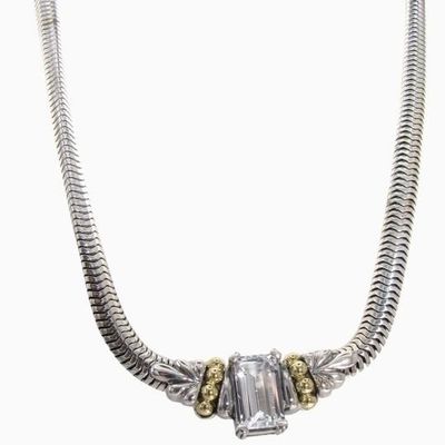 Sale Photo Thumbnail #51: 18K, Sterling White Topaz Lagos Caviar Necklace