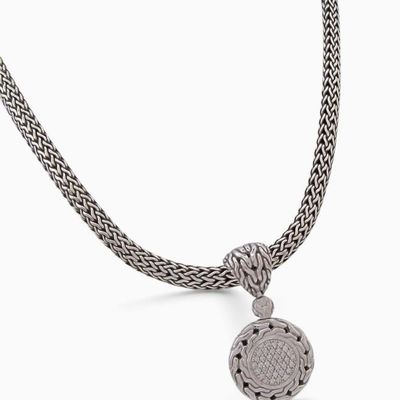Sale Photo Thumbnail #7: John Hardy Sterling Silver Diamond Pendant, Chain