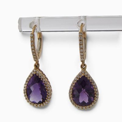 Sale Photo Thumbnail #5: 18K Yellow Gold Amethyst, Diamond Ring