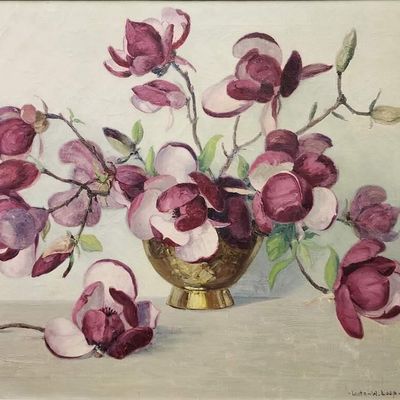 Sale Photo Thumbnail #130: Leota W Loop 25x30 O/C Magnolias Still Life