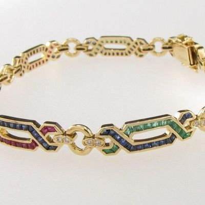 Sale Photo Thumbnail #61: 18K YG LeVian Rainbow Collection Link Bracelet