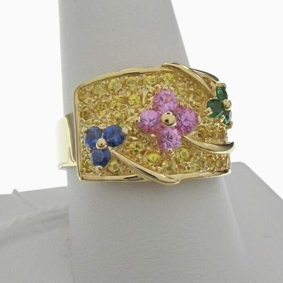 Sale Photo Thumbnail #81: 14K Yellow Gold Multi-Color Sapphire Ring