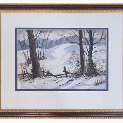 Sale Photo Thumbnail #137: Louis W Bonsib 14x22 WC Snowy Landscape