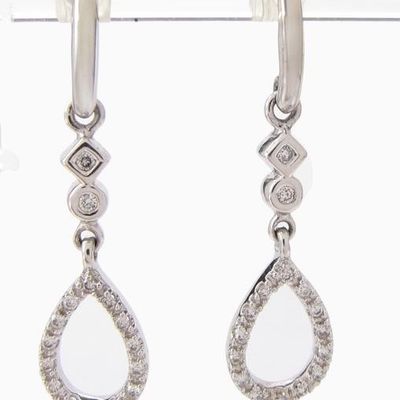 Sale Photo Thumbnail #29: 14K White Gold Diamond Drop Earrings