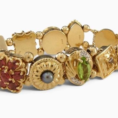 Sale Photo Thumbnail #69: 14K Yellow Gold Multi-Stone Slide Charm Bracelet
