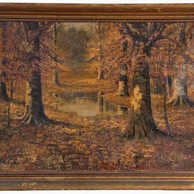Sale Photo Thumbnail #163: Wm A Eyden, Jr 24x34 O/C Autumn Woodland