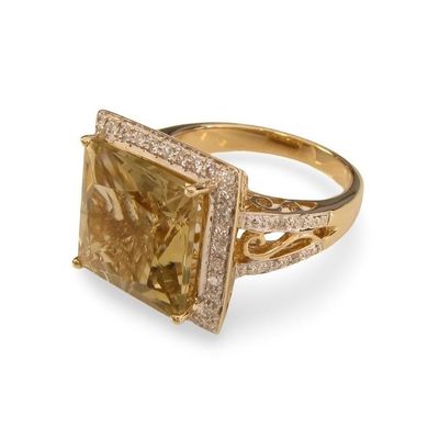 Sale Photo Thumbnail #75: 14K Yellow Gold Lemon Quartz, Diamond Ring
