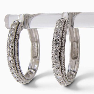 Sale Photo Thumbnail #58: 18K WG Penny Preville Lattice Penny Diamond Hoops