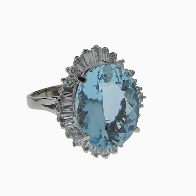 Sale Photo Thumbnail #28: 18K White Gold Aquamarine, Diamond Ring