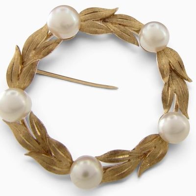 Sale Photo Thumbnail #93: 14K Yellow Gold Pearl Brooch