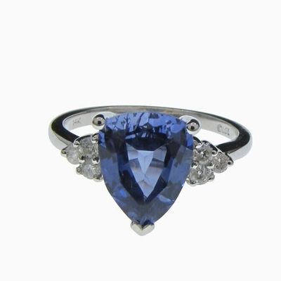 Sale Photo Thumbnail #72: 14K White Gold Sapphire, Diamond Ring