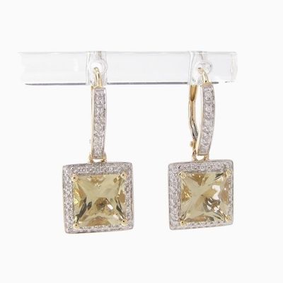 Sale Photo Thumbnail #77: 14K Yellow Gold Lemon Quartz, Diamond Earrings