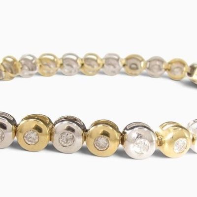Sale Photo Thumbnail #2: 14K Two Tone Diamond Link Bracelet