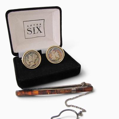 Sale Photo Thumbnail #105: Vintage US Mercury Dime Cufflinks & Tie Swag