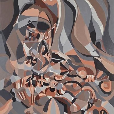 Sale Photo Thumbnail #145: A (Ann) T Solomon 32x24 O/B Abstract Composition
