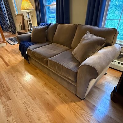 Lovely faux suede sleeper couch