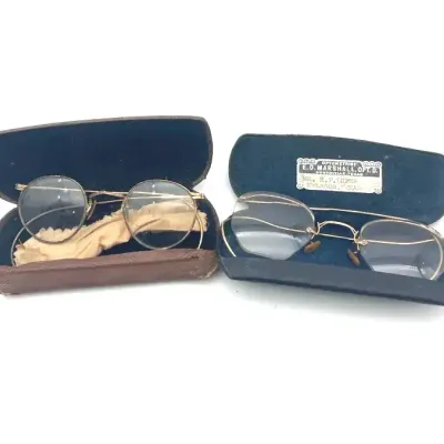 Vintage Pair Of Gold-Filled Semi-Rimless Eyeglasses, Pair Of Vintage Wire-Rimmed Spectacles