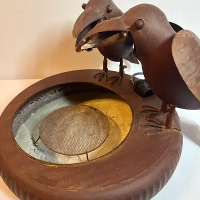 Folk Art Crows Fountain with Pump