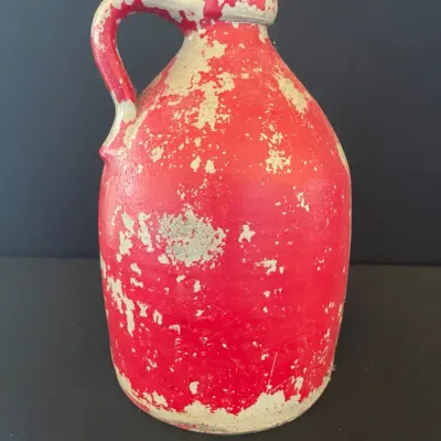 Vintage Rustic Red Glazed Ceramic Jug