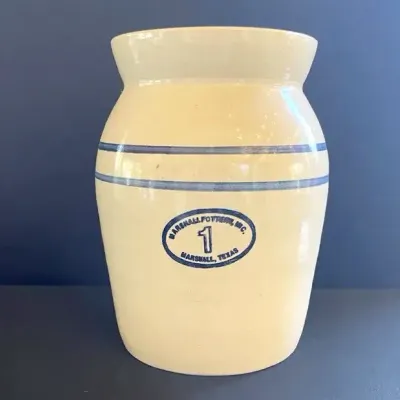 Vintage 1 Gallon Stoneware Crock From Marshall Pottery In Marshall,TX