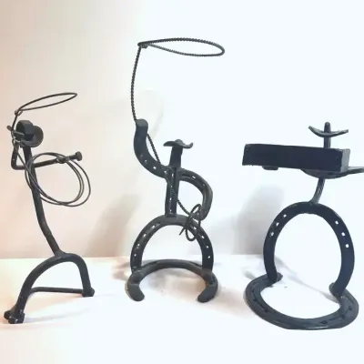Handcrafted Western Style, Cowboy Metal Sculptures