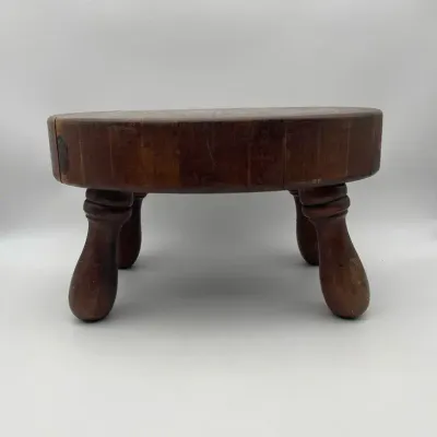 Vintage Wooden Cricket Stool Or Foot Stool, Old Pine