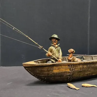 Resin Fisherman & Boat (WH9)