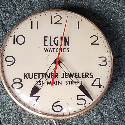 Vintage Elgin Watches Lighted Advertising Clock (WH5)
