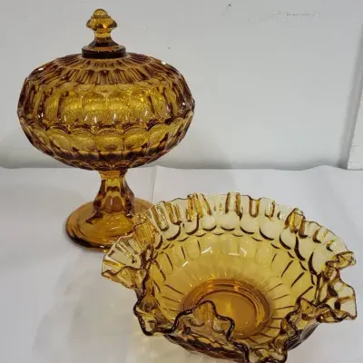 Vintage Fenton Thumprint Amber Glass (WH8)