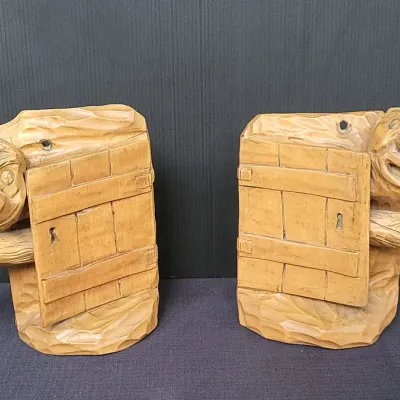 Rare Antique Norwegian Folk Art Sconces (WH4)