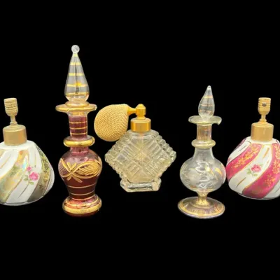 5 Glass Perfume Bottles 
