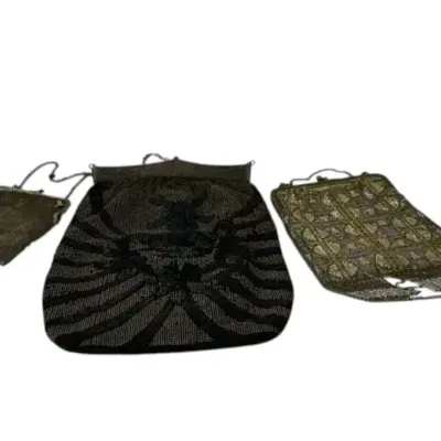 3 -1920’s Antique Hand painted & Beaded Purses 