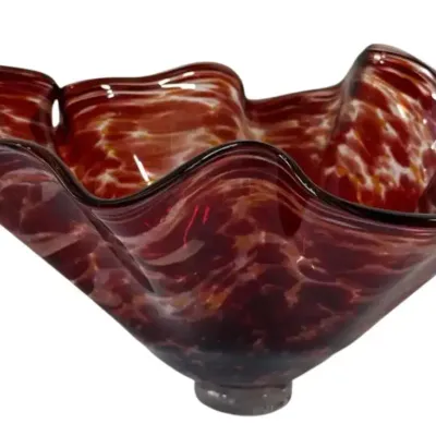 19” X 10.5” Chihuly Style Art Glass Wave Bowl