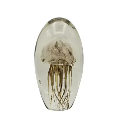 Dynasty Gallery Hand Blown Glow In The Dark Glass Jellyfish Paper Weight