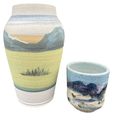 Signed Olin Powers Southwest  Art Pottery and  Small Tumbler