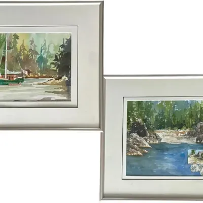 2 Linda Lee Foster Paul Paintings (Kan Von Drop Inlet II & Codfish BayJedediah Island)