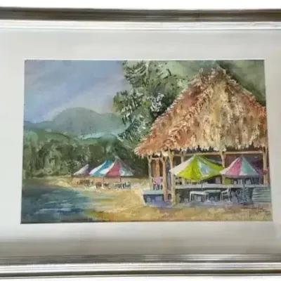 Linda Lee Foster Paul Painting (Before De Playa Adieta Tiki III) Framed 