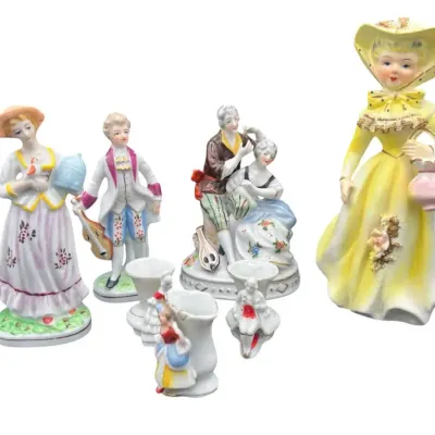 Victorian Ceramic Figurines Made In Japan Post WW 2