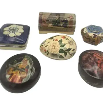 Turkish Carved Bone, Wood & Other Trinket Boxes