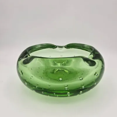 Hand Blown Murano Style Glass Ashtray 6.5" Wide