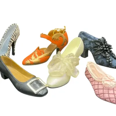 6 Miniature Shoe Figurines 