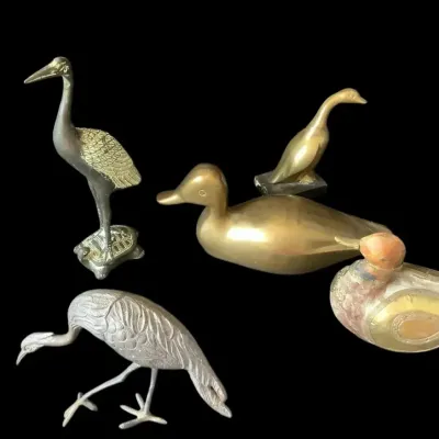 Collection Of Five Metal Bird Sculptures 