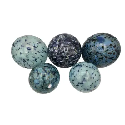 5 Blue Shades Blown Glass Orbs