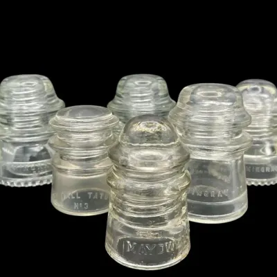 6 Old Glass Insulators