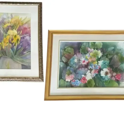 2 Linda Lee Foster Paul Painting (Iris Bouquet #5 & Hidden passages #2)