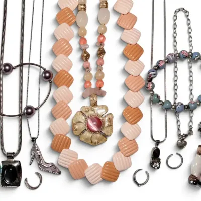 Pink, Peach, & Silver-Toned Costume Jewelry