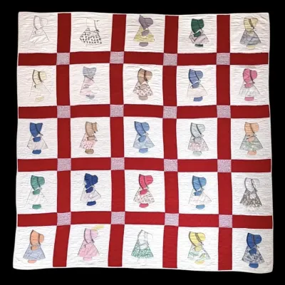 Vintage Holly Hobbie Hand-Sewn Quilt (72”x66.5”)