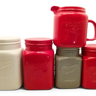 Ceramic Mason Jar Pitcher & Kitchen Canisters
