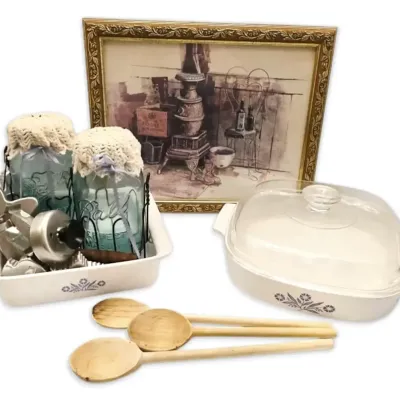 Corningware Blue Cornflower Casserole Dishes, Mason Jars, & More Primitive Kitchen