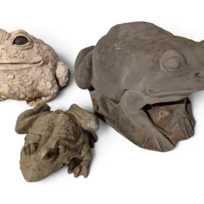 Three Gray Frog Decorations 